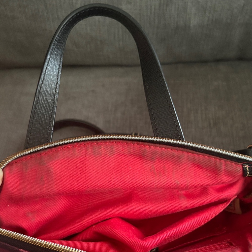 Dooney & Bourke Pink and Black Checkered Satchel - Picture 10 of 13